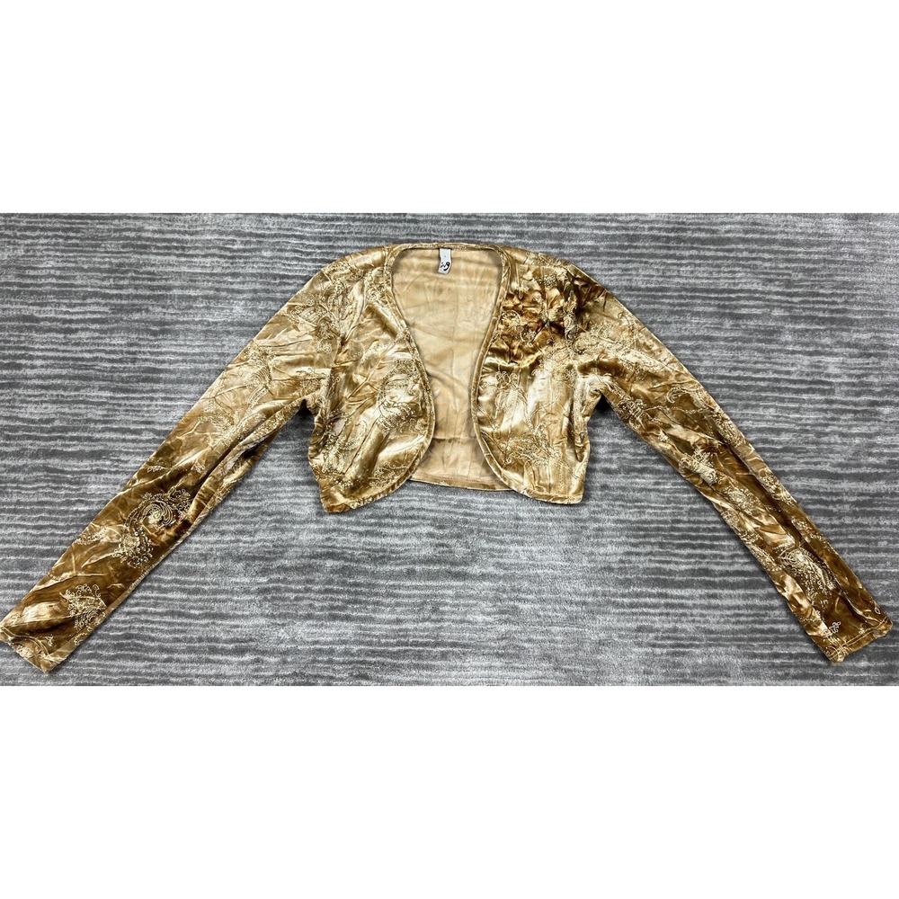 Ing Top Womens Large Velour Longsleeve Cropped Open Front Casual